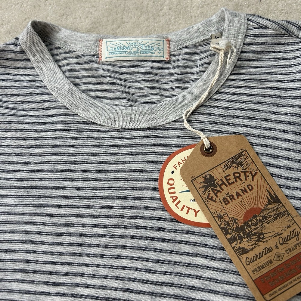 Faherty TShirt Men's S Short Sleeve Vintage Chambray Cotton Modal Lightweight